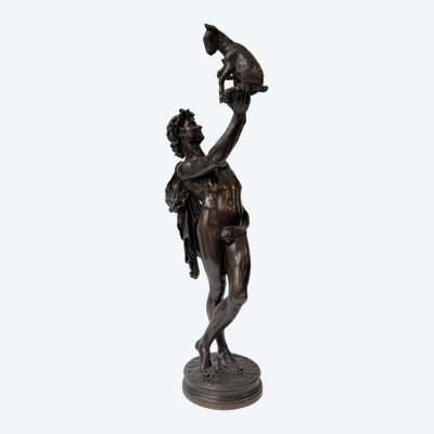 Bronze sculpture "Faune au chevreau" signed GUMERY Rome