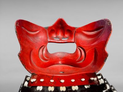 Maschera da samurai Mempo firmata NOUBOTAKA, laboratorio di Kaga - Fine del periodo Edo (1603-1868).