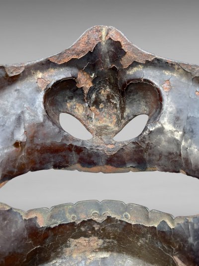 Maschera da samurai Mempo in ferro battuto - Inizio del periodo Edo (1603 - 1868).