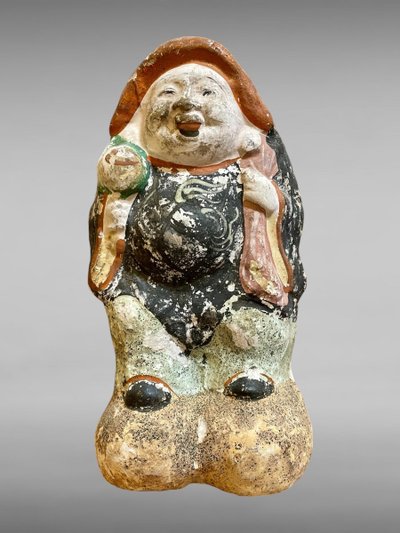 Set di quattro statuette in argilla policroma Tsuchi Ningyo - periodo Edo (1603-1868).