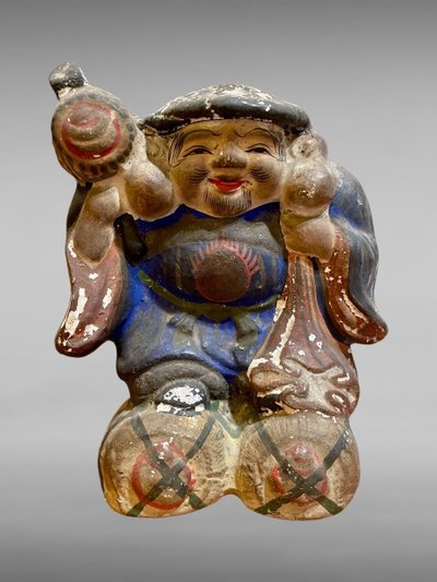 Set di quattro statuette in argilla policroma Tsuchi Ningyo - periodo Edo (1603-1868).