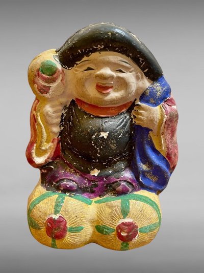 Set di quattro statuette in argilla policroma Tsuchi Ningyo - periodo Edo (1603-1868).