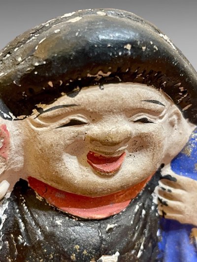 Set di quattro statuette in argilla policroma Tsuchi Ningyo - periodo Edo (1603-1868).