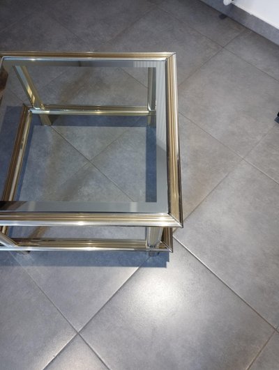 Two-tone designer coffee table, attributed to Lancel