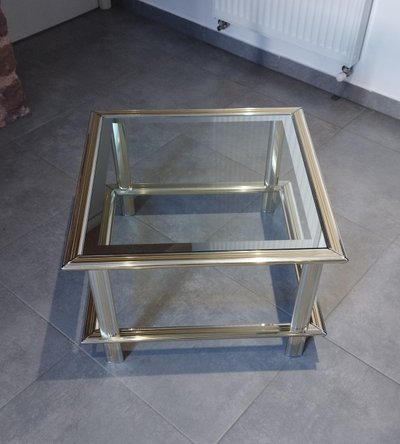 Two-tone designer coffee table, attributed to Lancel