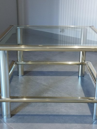 Two-tone designer coffee table, attributed to Lancel