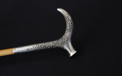  Canne en argent massif, Art Nouveau
