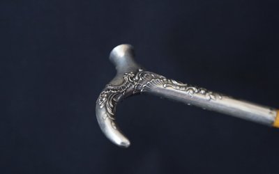  Canne en argent massif, Art Nouveau