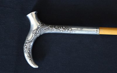  Canne en argent massif, Art Nouveau