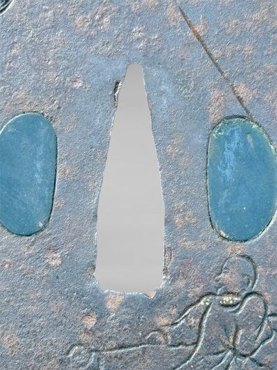 Tsuba Maru Gata in ferro battuto, firmato, con certificato Nbthk - Periodo Edo (1603-1868).
