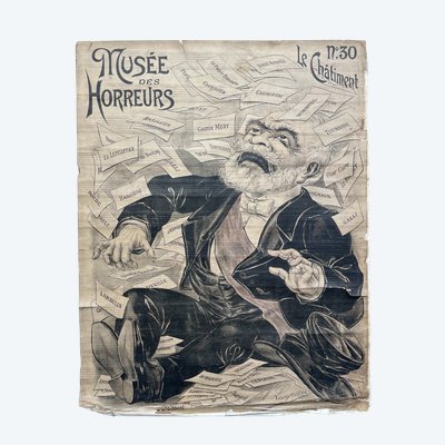 Poster Musée des Horreurs nº30 Le Châtiment Caricature Affaire Dreyfus Circa 1900