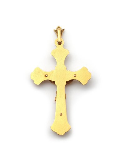 Ciondolo a forma di croce religiosa traforata in oro 18 carati, croce vintage, grande croce religiosa, gioielli cristiani