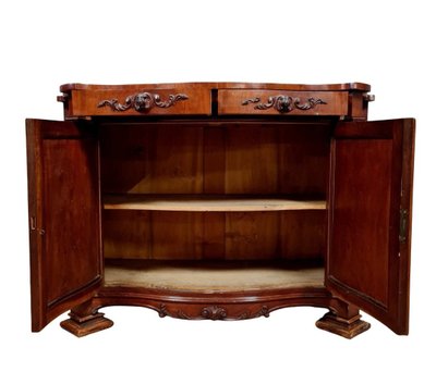 Napoleon III period mahogany sideboard, curved on all sides, circa 1850