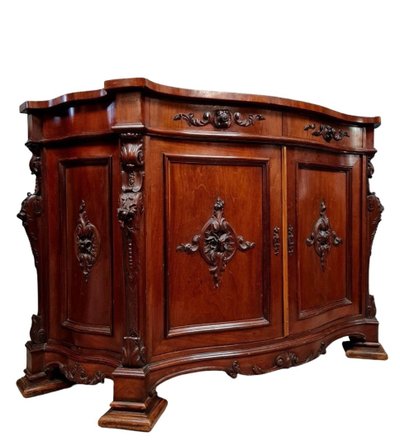 Napoleon III period mahogany sideboard, curved on all sides, circa 1850