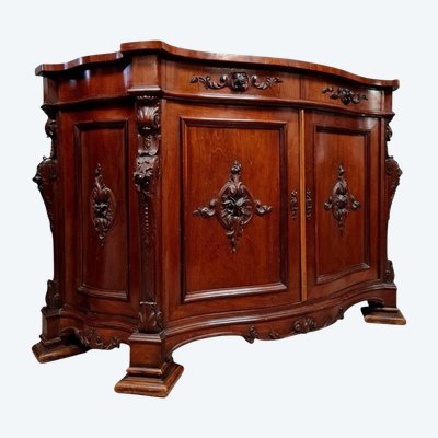 Napoleon III period mahogany sideboard, curved on all sides, circa 1850