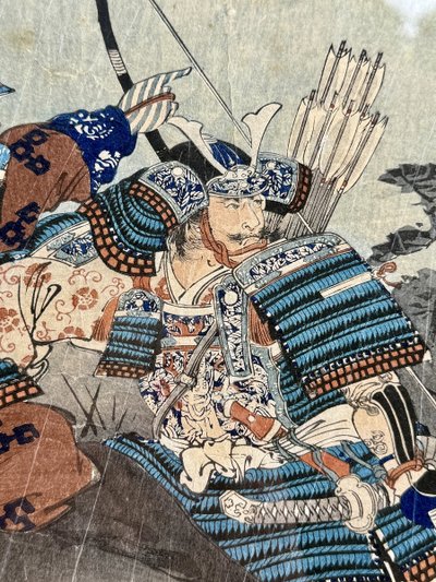 Japanese print depicting two samurai in arms - Edo period (1603-1868).