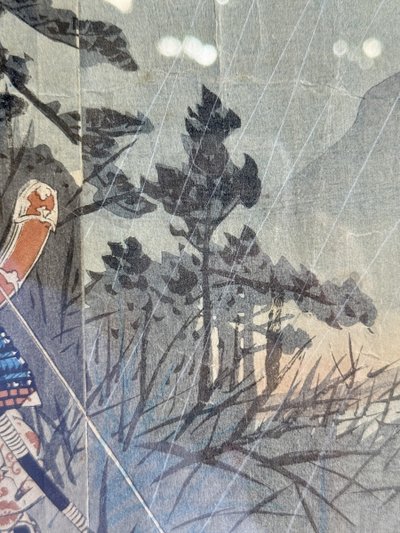 Japanese print depicting two samurai in arms - Edo period (1603-1868).
