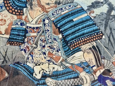 Japanese print depicting two samurai in arms - Edo period (1603-1868).
