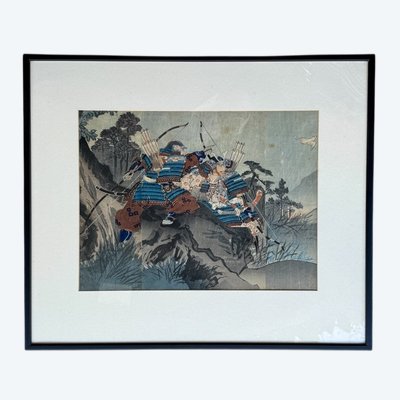 Japanese print depicting two samurai in arms - Edo period (1603-1868).