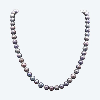 Collana di perle di Tahiti, chiusura in oro bianco 18 carati.
