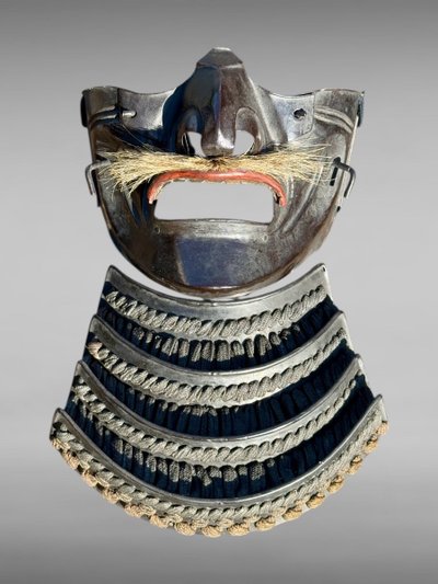 Mempo Samurai Half Mask - Shōwa Era (1926-1989).
