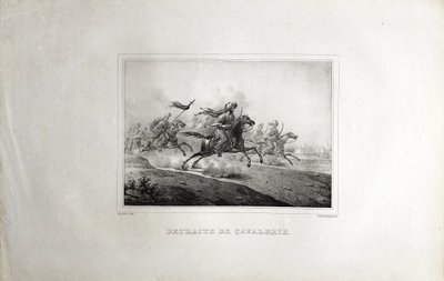Antique Lithograph By Engelmann 19th C Cavalry Retreat 19th C Arabian Horse Battle Old Print