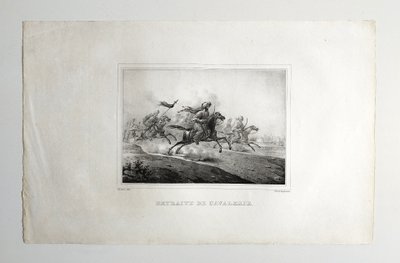 Antique Lithograph By Engelmann 19th C Cavalry Retreat 19th C Arabian Horse Battle Old Print