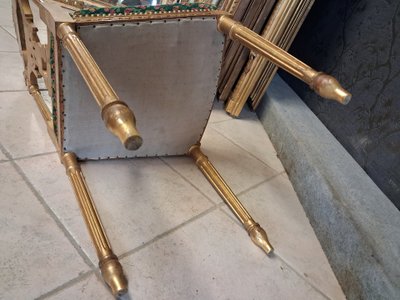 Coppia di sedie in legno dorato stile Luigi XVI XIX