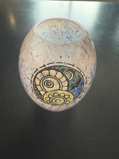 Superb 1930s Art Deco vase signed André Delatte in Nancy