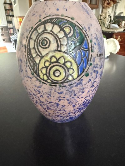 Superb 1930s Art Deco vase signed André Delatte in Nancy