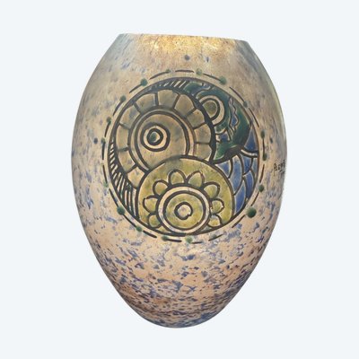 Superb 1930s Art Deco vase signed André Delatte in Nancy