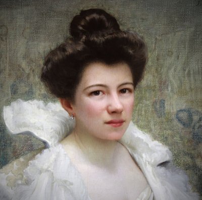Öl auf Leinwand "jeune femme à l'éventail" von Jules Triquet