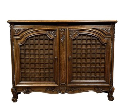 Louis XV style double secret bottom curved oak buffet circa 1900