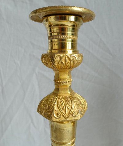 Pair of Empire gilt bronze candlesticks with mercury - Russian or Swedish work
