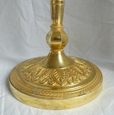 Pair of Empire gilt bronze candlesticks with mercury - Russian or Swedish work