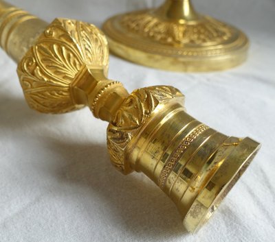 Pair of Empire gilt bronze candlesticks with mercury - Russian or Swedish work
