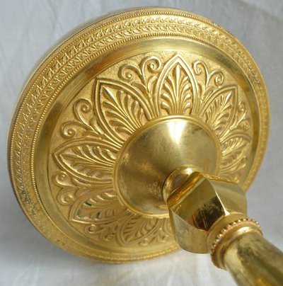 Pair of Empire gilt bronze candlesticks with mercury - Russian or Swedish work