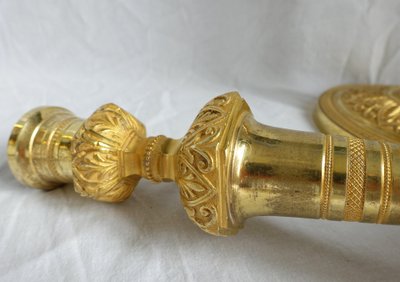 Pair of Empire gilt bronze candlesticks with mercury - Russian or Swedish work