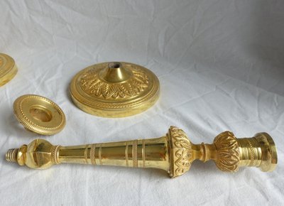 Pair of Empire gilt bronze candlesticks with mercury - Russian or Swedish work