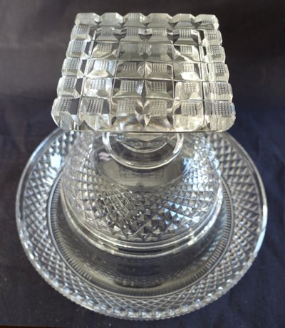 Le Creusot: cut crystal compotier bowl, centerpiece, Empire Restoration period