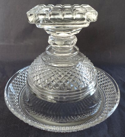 Le Creusot: cut crystal compotier bowl, centerpiece, Empire Restoration period