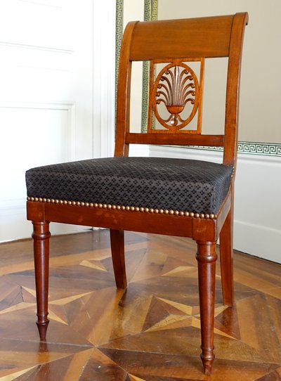 Jacob Desmalter: pair of Empire period mahogany chairs, horsehair - stamped
