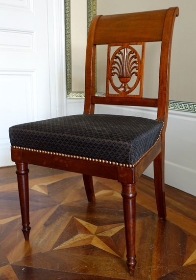 Jacob Desmalter: pair of Empire period mahogany chairs, horsehair - stamped
