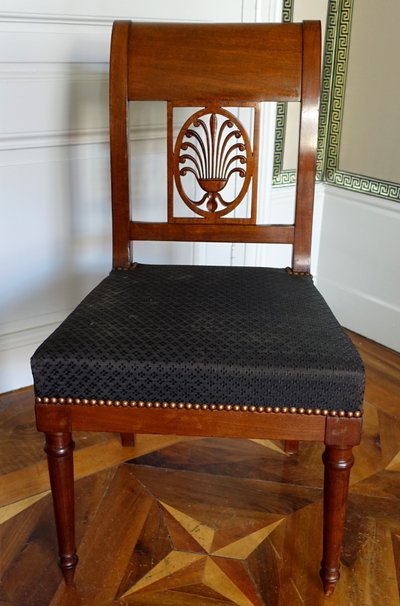 Jacob Desmalter: pair of Empire period mahogany chairs, horsehair - stamped