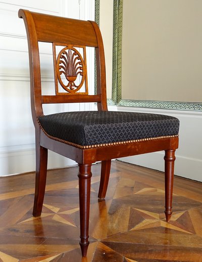Jacob Desmalter: pair of Empire period mahogany chairs, horsehair - stamped