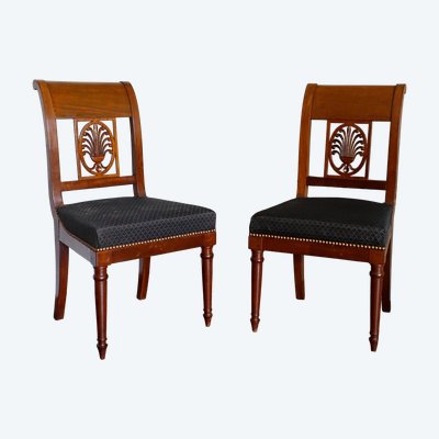 Jacob Desmalter: pair of Empire period mahogany chairs, horsehair - stamped
