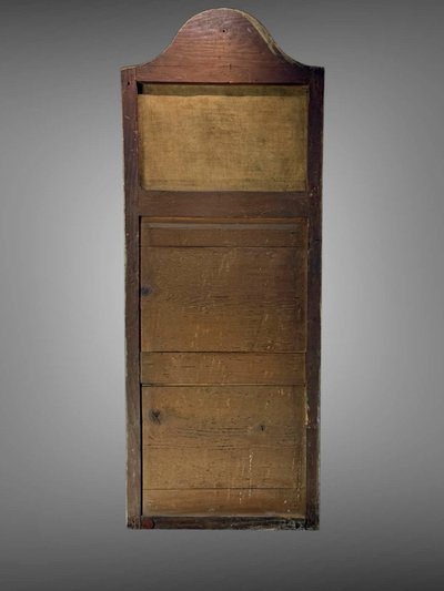 19th CENTURY EMPIRE STYLE LAMQUED AND GILDED WOOD TRUMP WITH A SHEPHERD DECORATIVE
