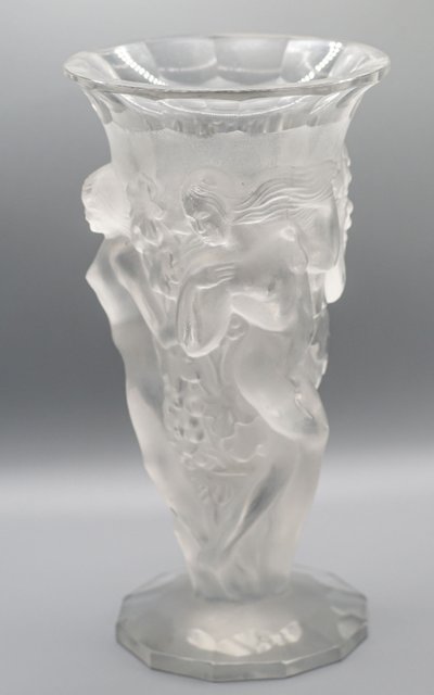 VASO ART DECO, cristallo "Naiadi nude con uva"