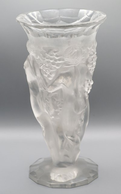 VASO ART DECO, cristallo "Naiadi nude con uva"