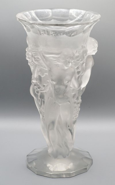 VASO ART DECO, cristallo "Naiadi nude con uva"